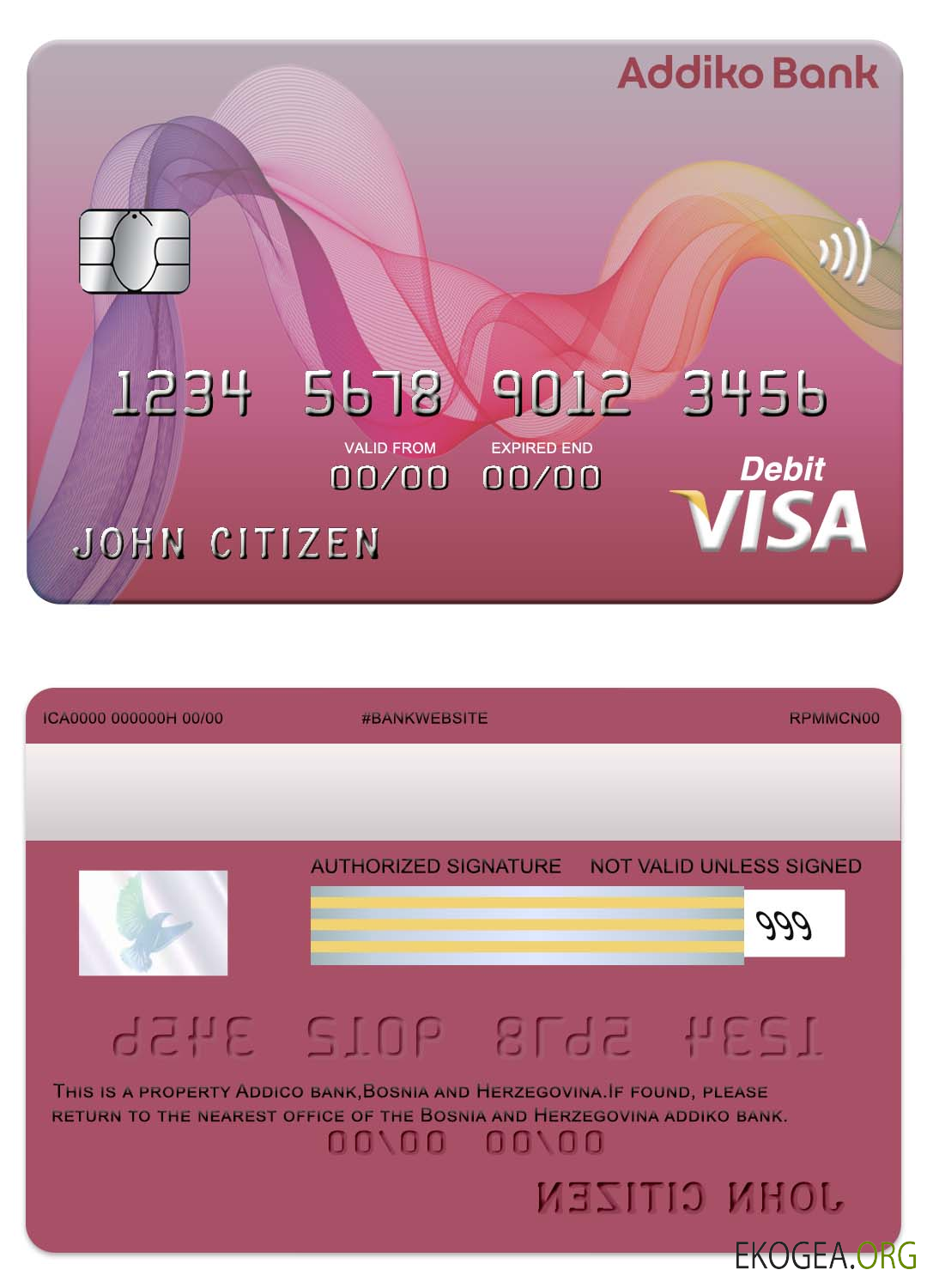 Carte visa bancaire Addiko de Bosnie Herzégovine